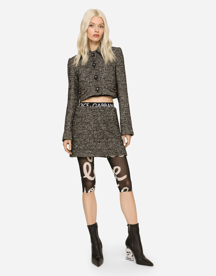Dolce & Gabbana Falda corta de tweed moteado Multicolor F4CE8TFMMHC