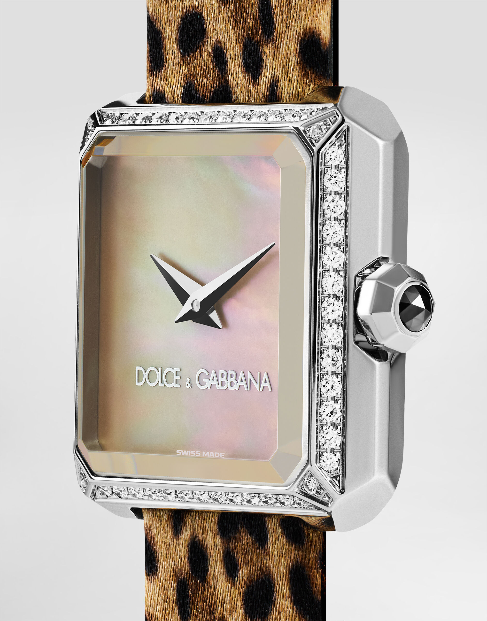 Sofia steel watch with diamonds in Leo Print for Women