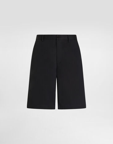 Dolce & Gabbana Stretch cotton shorts with branded tag Blue GVC4HTFUFMJ