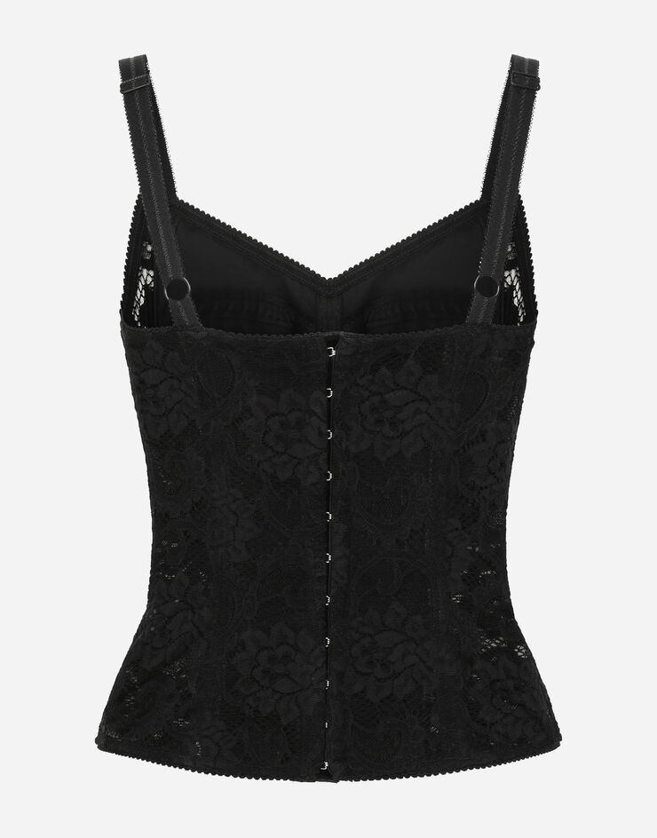 Dolce & Gabbana 蕾丝与缎布束身上衣 黑 F7AC6TGDCL9