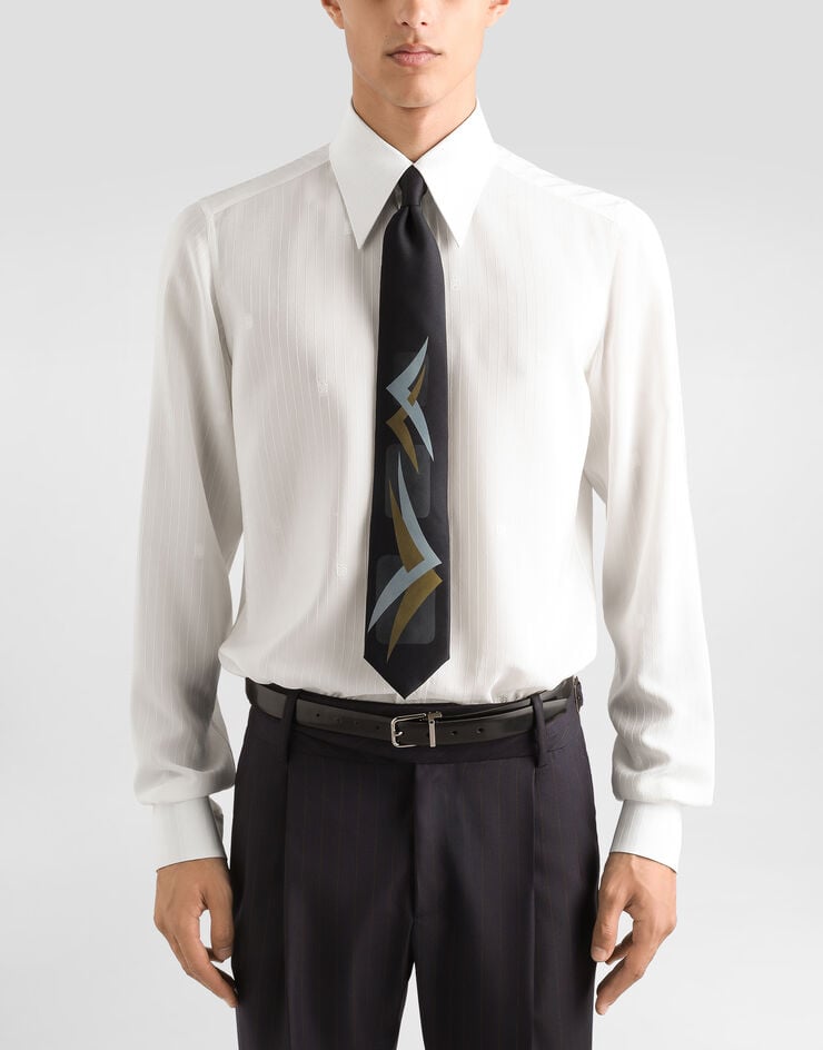 Dolce & Gabbana Vintage-print twill tie Grey GT147EG0WW5