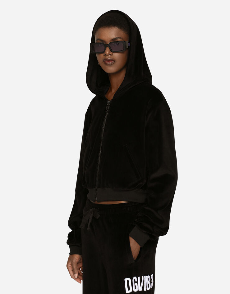 Chenille hoodie with DGVIB3 embroidery in Black for | Dolce&Gabbana® US