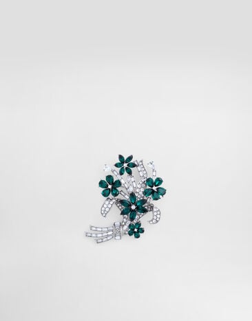 Dolce & Gabbana دبوس بروش زهور بأحجار راين Green WPR7S5W1111
