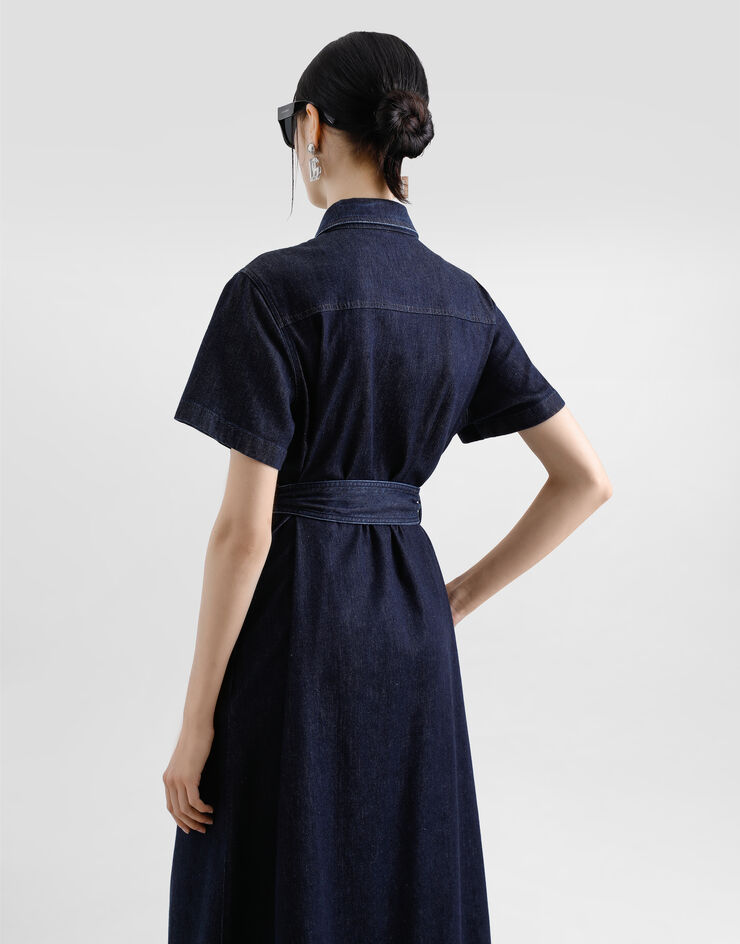 Dolce & Gabbana Abito chemisier in denim di seta Multicolore F6TMBDG8MR3