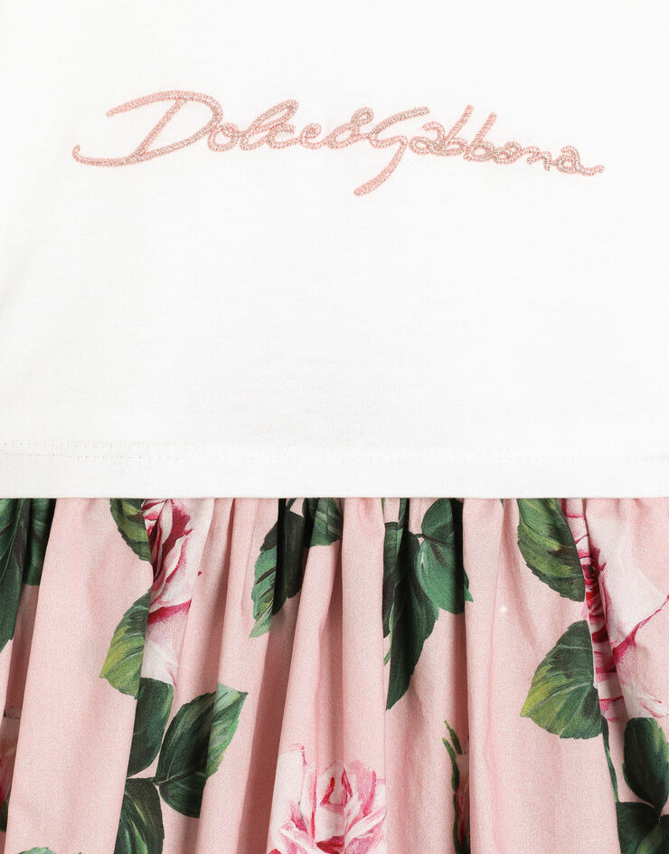 Dolce & Gabbana Rose-print poplin and jersey dress Print L2JD9RG7O0S