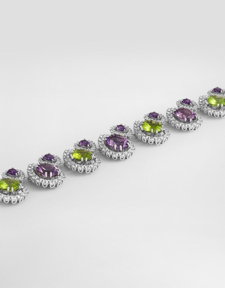 Dolce & Gabbana Eleganza Necklace 18-carat white gold, amethysts, peridots, and sapphires    White WNSA4GWAME1