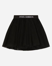Dolce&Gabbana Tulle midi skirt with branded elastic Black L5JPC3G7KN8
