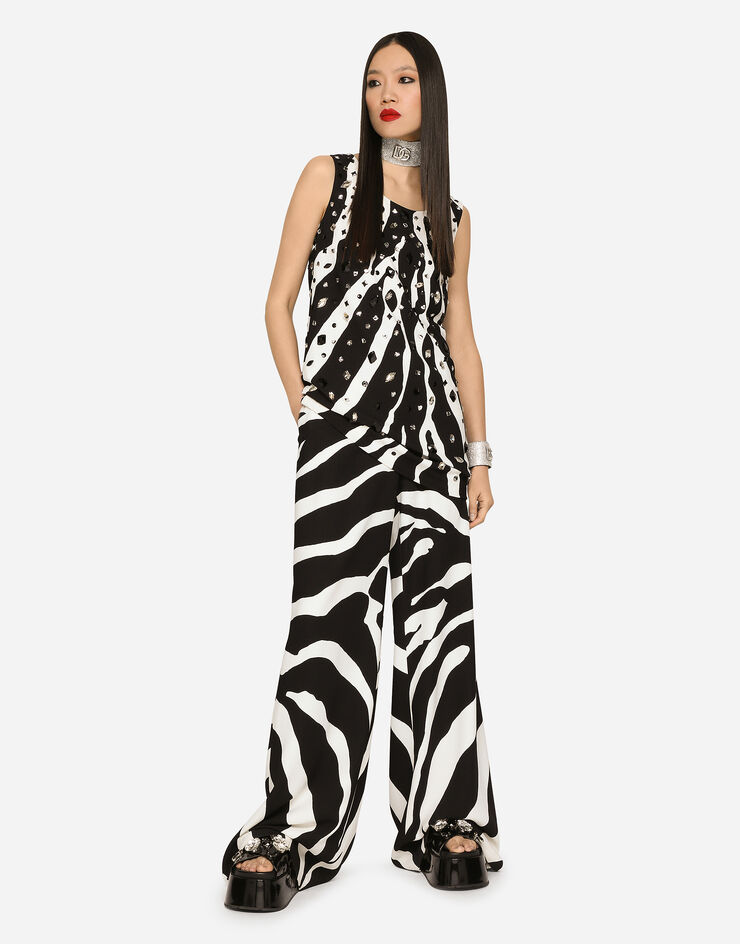 Dolce & Gabbana Flared zebra-print cady pants Multicolor FTCJATFSROJ
