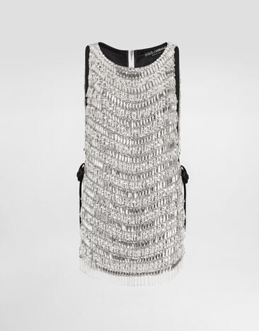 Dolce & Gabbana A-line bib dress with swarovski stones embroidery Multicolor F60EEZGDDGZ