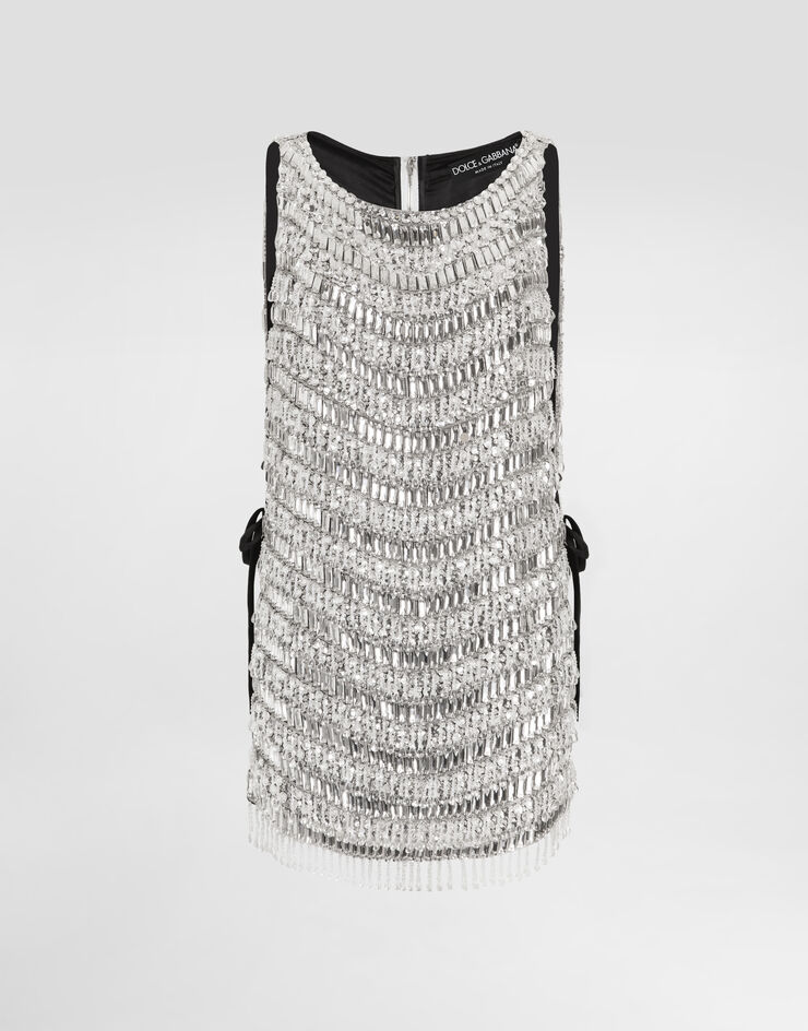Dolce & Gabbana A-line bib dress with swarovski stones embroidery Multicolor F60EEZGDDGZ