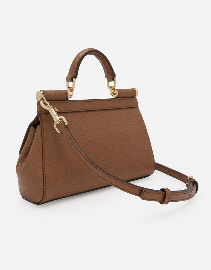 Dolce & Gabbana Mini Sicily handbag in dauphine calfskin Brown BB7116B1001