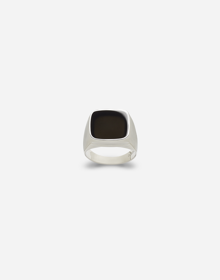 Dolce & Gabbana White gold signet ring White Gold/Black WREP3GWSD00