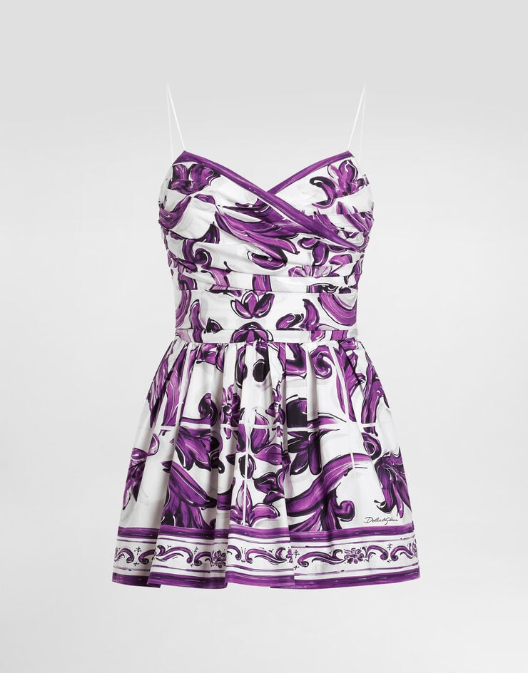 Dolce & Gabbana Majolica-print poplin dress Multicolor F7BA9TFI5LT