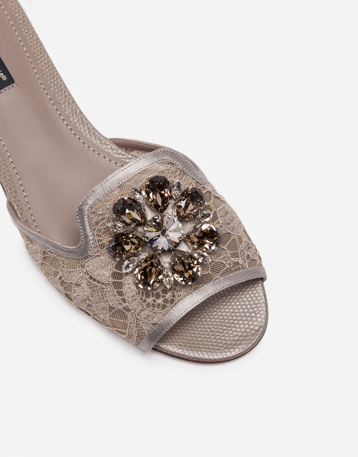 Dolce & Gabbana Lace rainbow slides with brooch detailing Sand CQ0023AG667