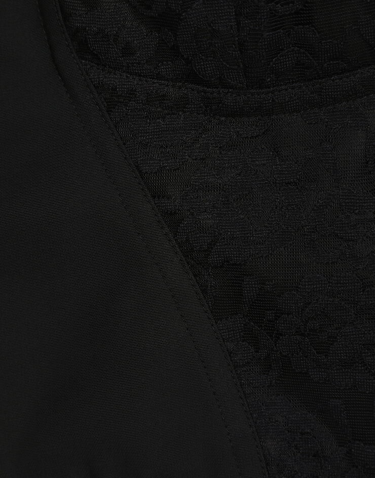 Dolce & Gabbana 자카드 & 레이스 코르셋 뷔스티에 탑 블랙 F7T19TG9798