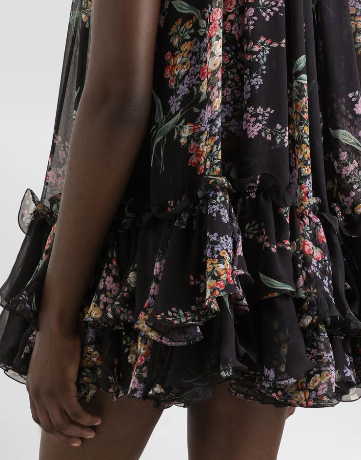 Dolce & Gabbana Flower bouquets-print chiffon dress Multicolor F611ATIS100