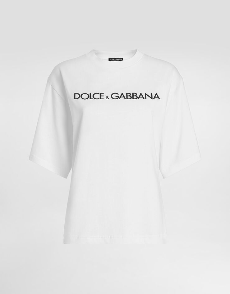 Dolce & Gabbana Футболка из хлопка с коротким рукавом и надписью Dolce&Gabbana белый F8U10TG7H4P
