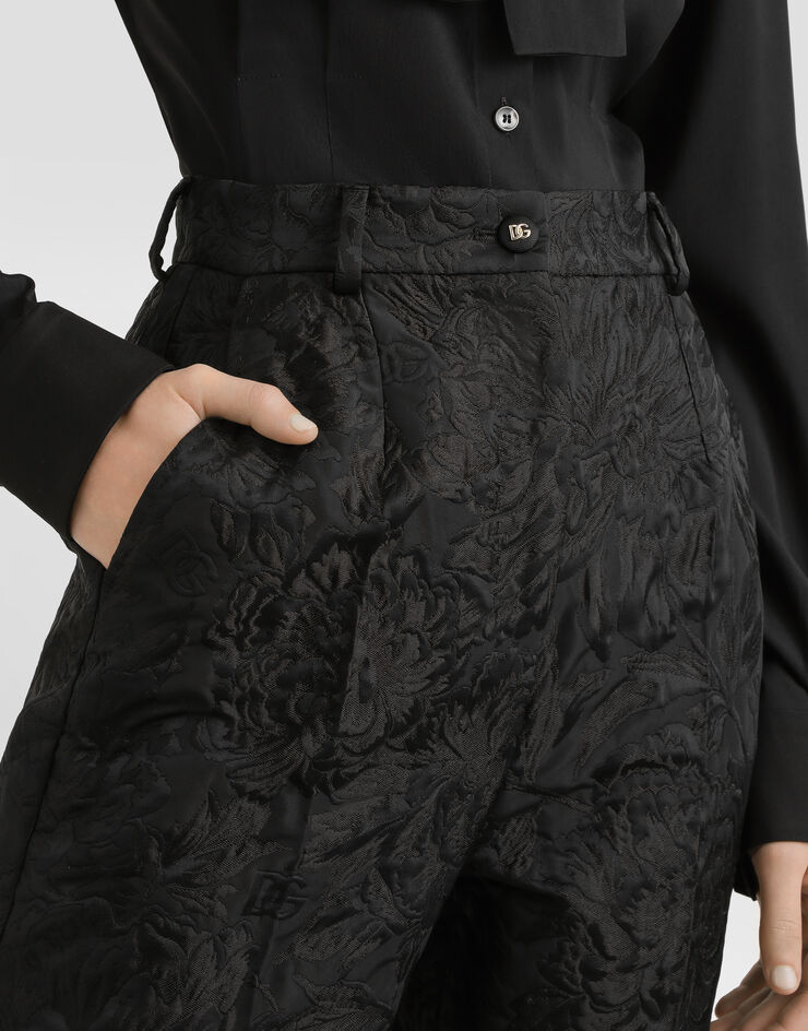 Dolce & Gabbana Peony-motif brocade trousers Black FTAM2THJMQO