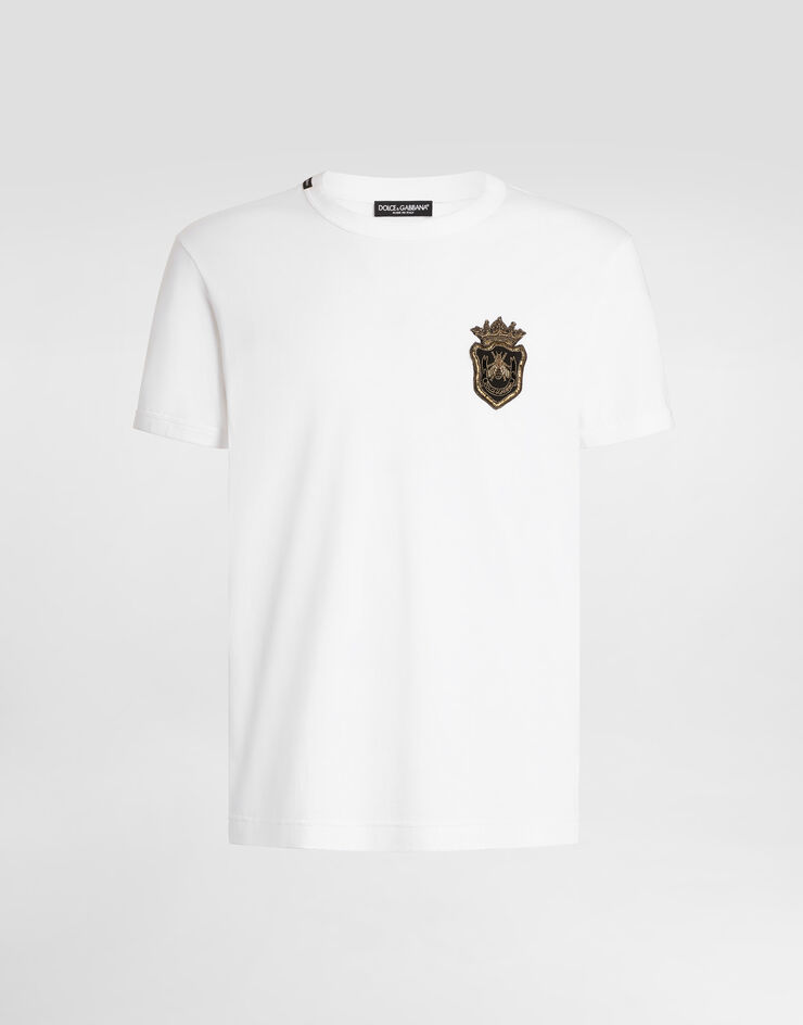 Dolce & Gabbana 紋章風パッチ コットン Tシャツ ホワイト G8PV1ZG7O4C