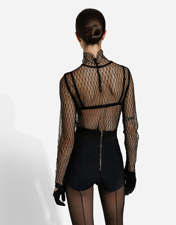 Dolce & Gabbana Blusa de malla Negro F7AI7TILMBD