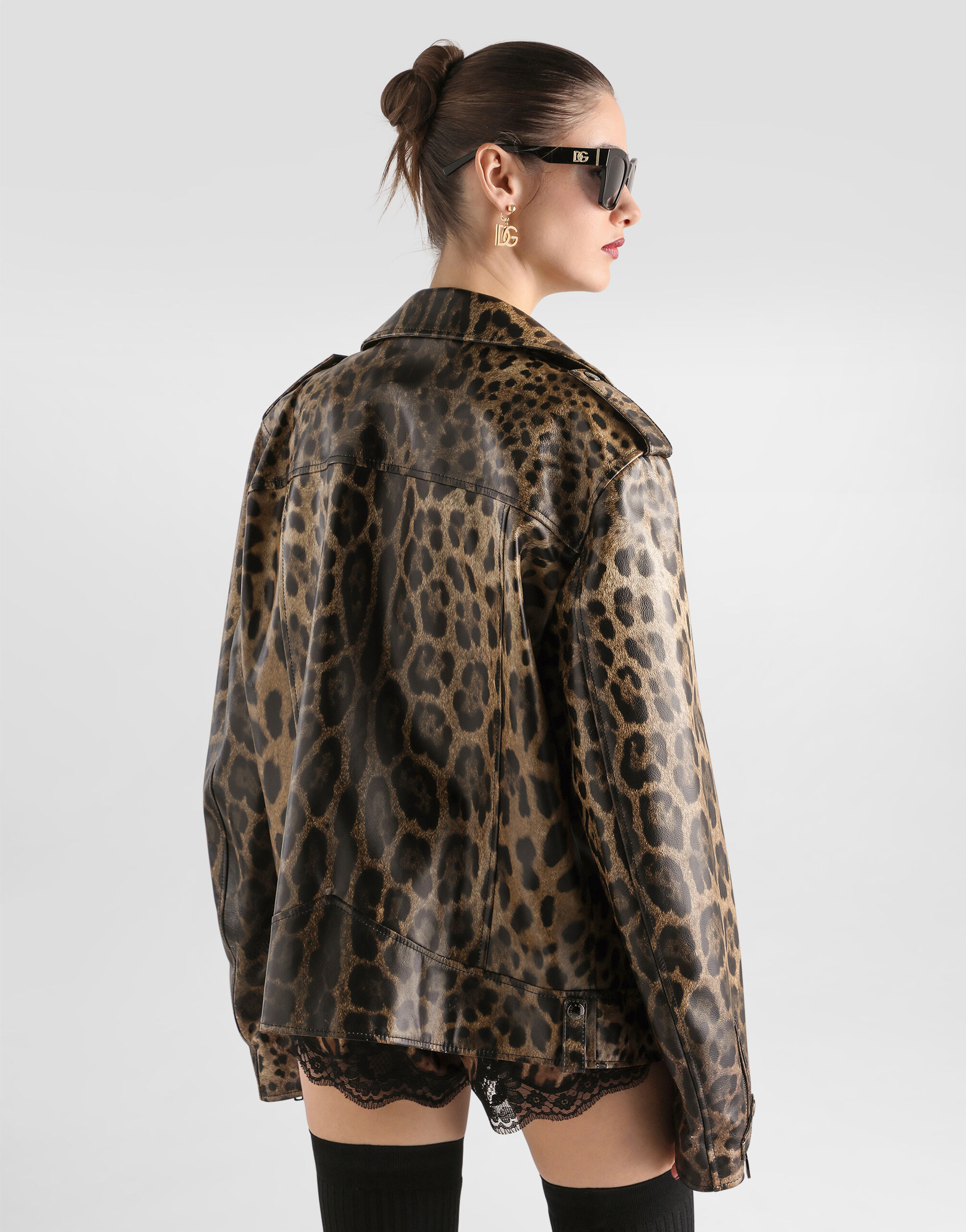 Leo-print leather jacket in Print for Women | Dolce&Gabbana® US