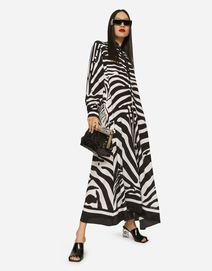 Dolce & Gabbana Kaftan aus Crêpe de Chine Zebraprint Mehrfarbig F6AFATHI1DU