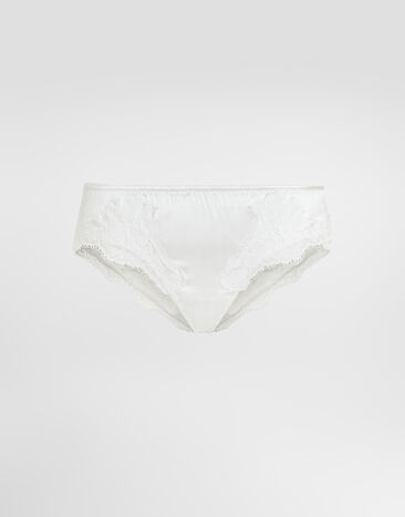Dolce & Gabbana Satin briefs with lace detailing White O2A02TFUAD8