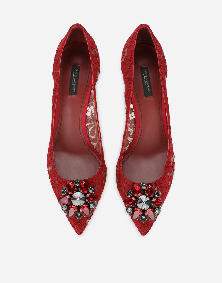 Dolce & Gabbana Lace rainbow pumps with brooch detailing Red CD0066AL198