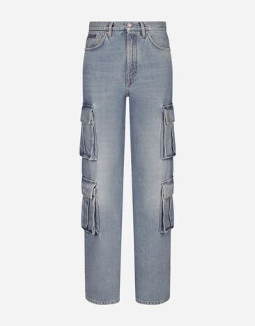 Dolce & Gabbana Cotton denim cargo jeans Multicolor FTC60DG8LW2