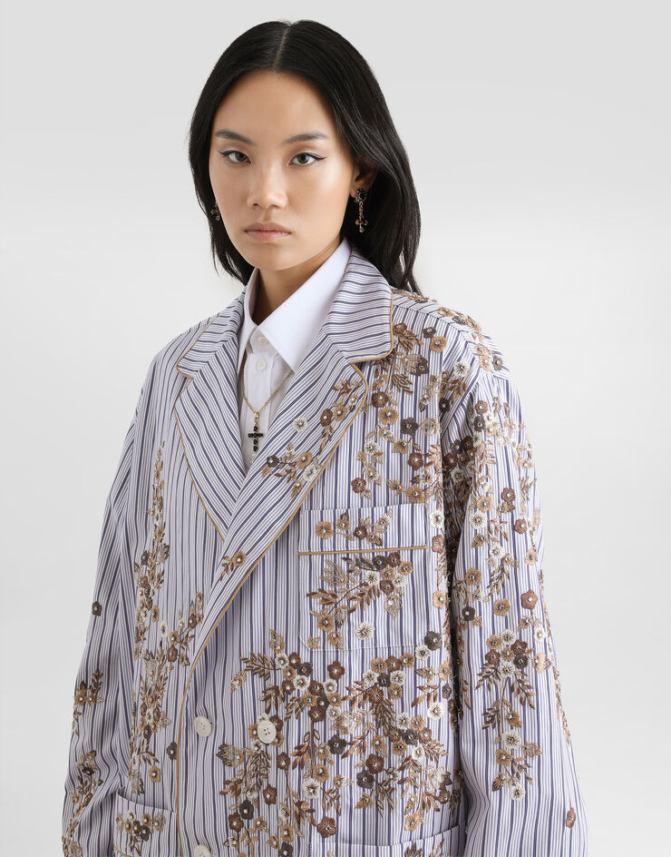 Dolce & Gabbana Poplin vanity shirt with thread floral embroidery Multicolor F5U43ZGDDR6