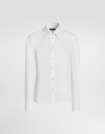 Dolce & Gabbana Camisa en popelina White F5T78ZFUEFM
