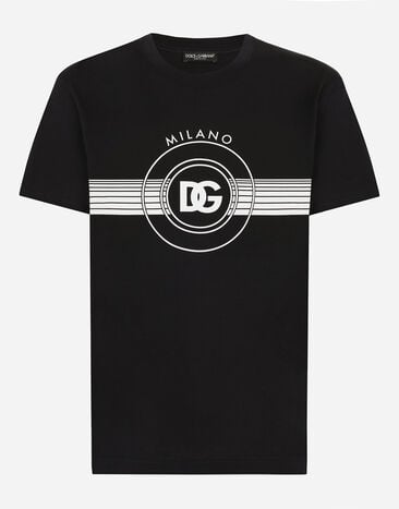 Dolce & Gabbana Kurzarm-T-Shirt aus Baumwolle DG-Print Print GXX06TJFMX4