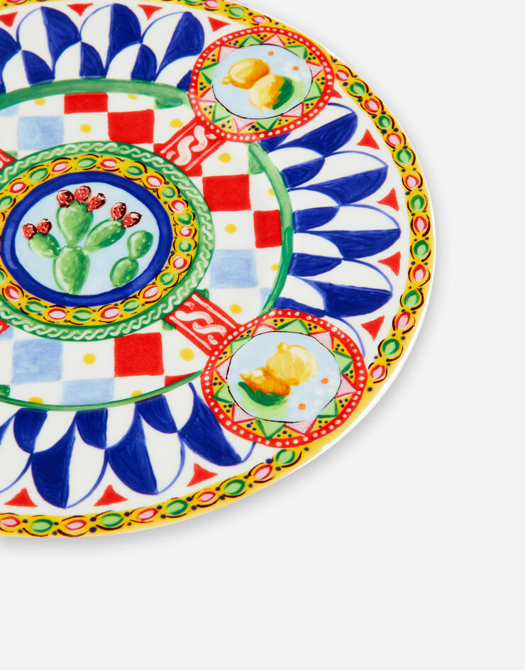Dolce & Gabbana Set 2 Dessert Plates in Fine Porcelain Multicolor TC0S03TCA07