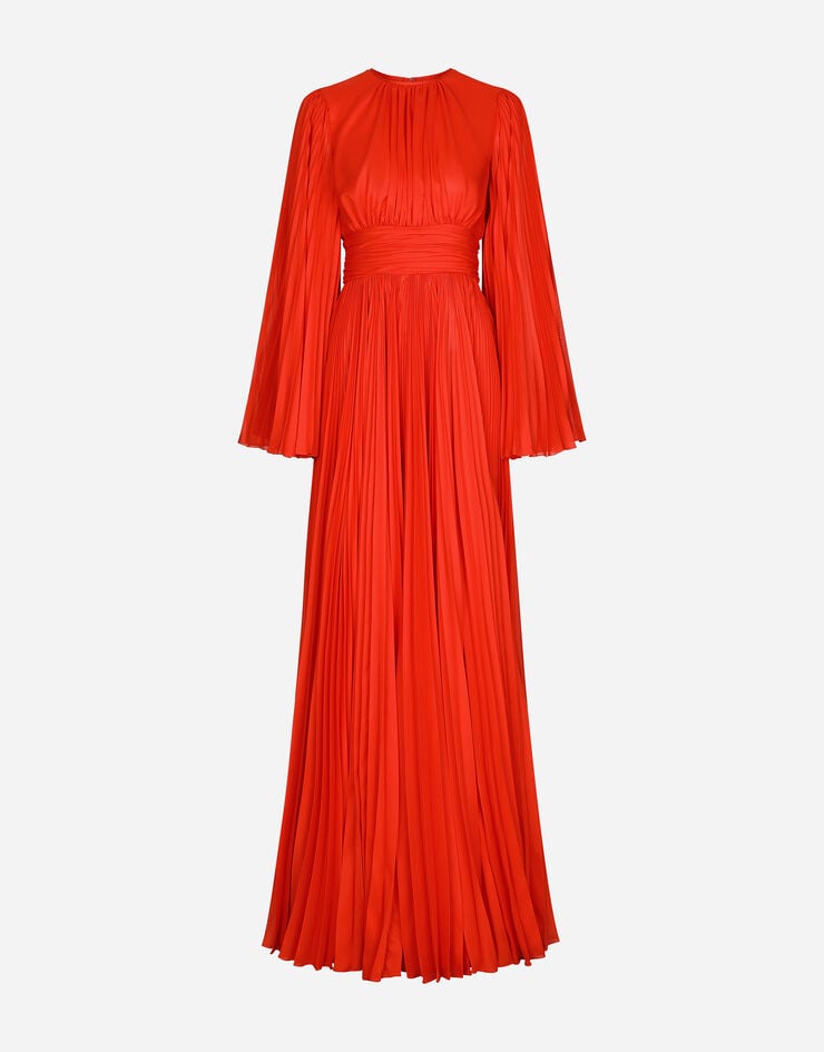 Dolce & Gabbana Langes Chiffonkleid Rot F6AVSTFUSXO