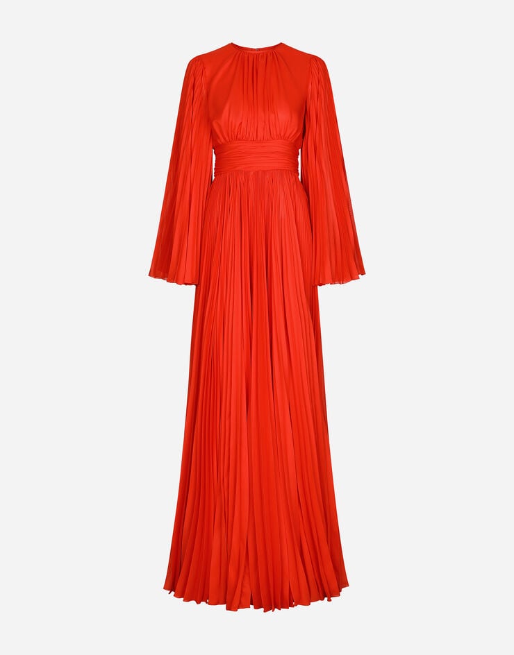 Dolce & Gabbana Robe longue en mousseline Rouge F6AVSTFUSXO