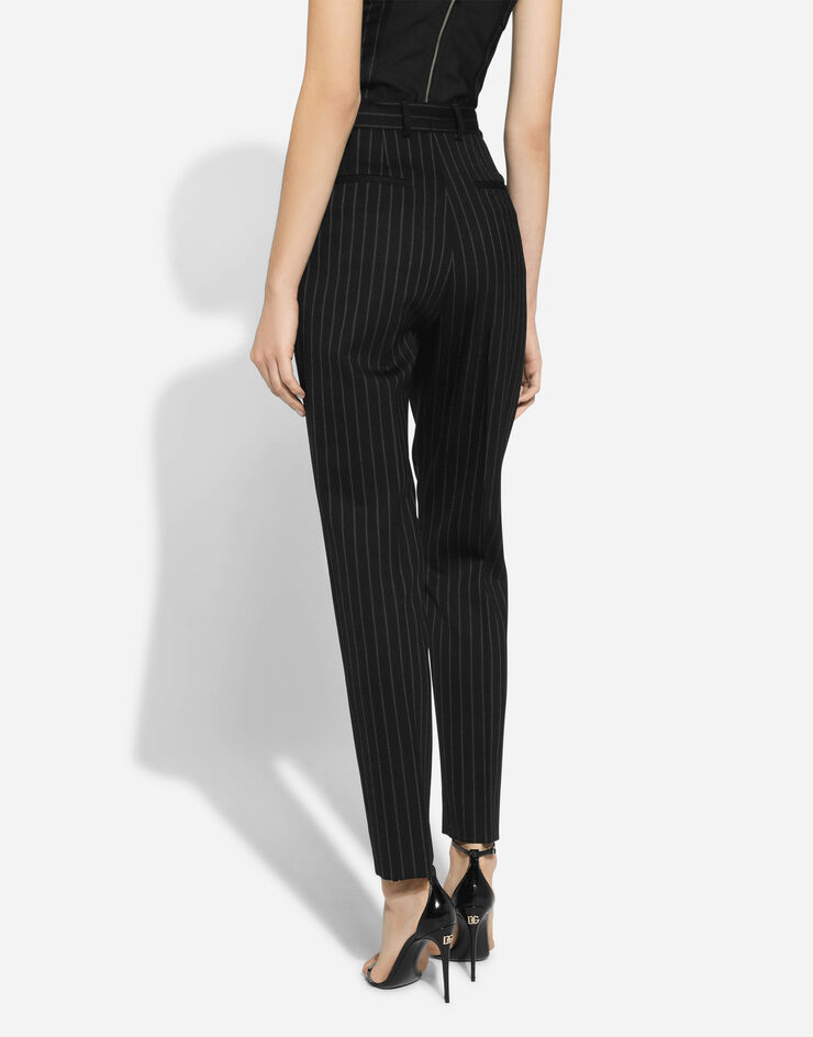 Dolce & Gabbana Pantalón sastre de lana con rayas diplomáticas Multicolor FTAM2TFRBDB