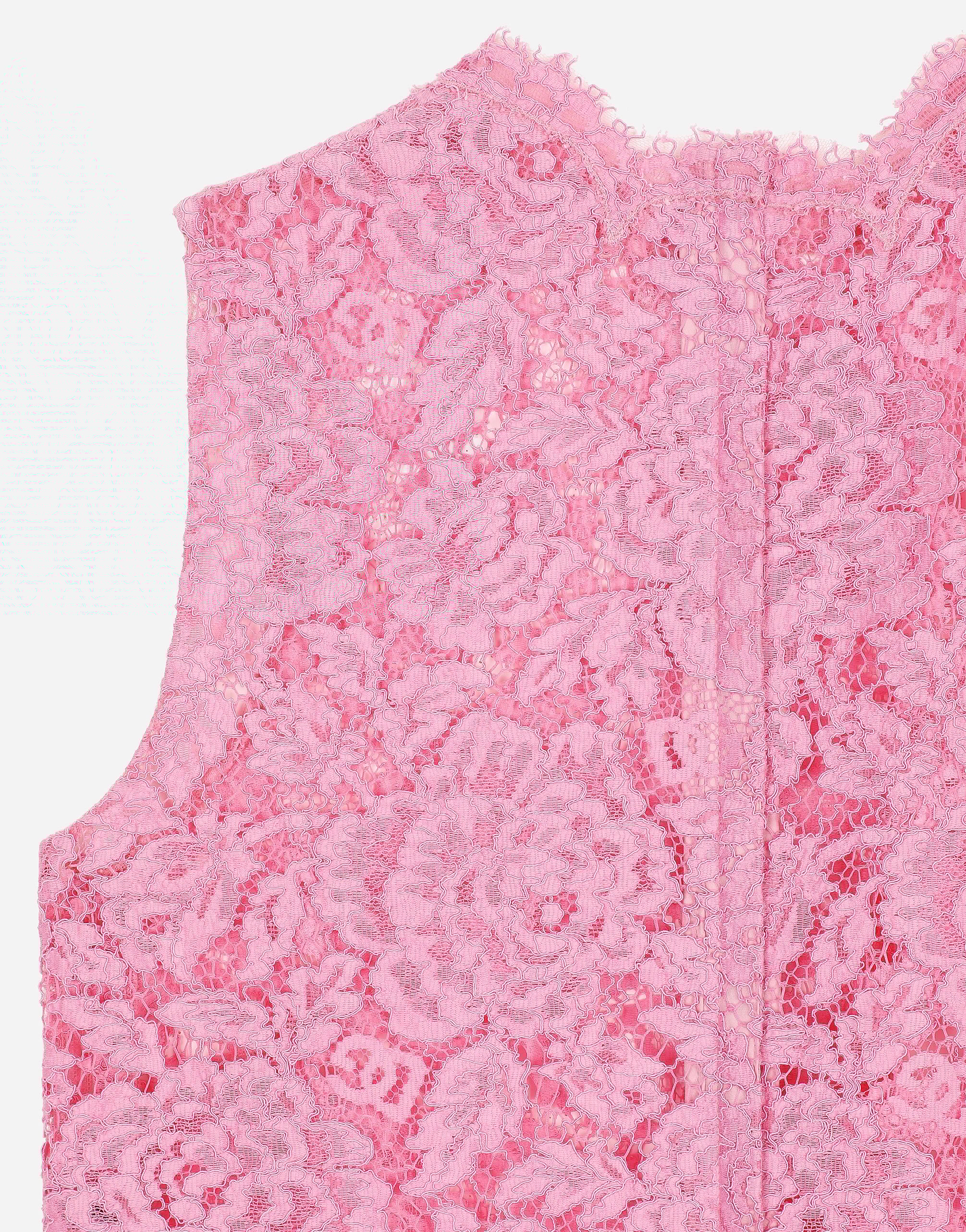 Top in pizzo cordonetto floreale logato in Rosa da Donna