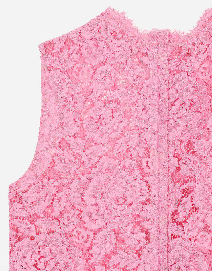 Dolce & Gabbana Top de encaje cordonetto floral con logotipo Rosa F73G9THLM7L