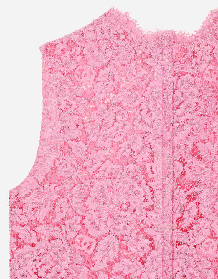 Dolce & Gabbana Топ из цветочного кордового кружева с логотипами розовый F73G9THLM7L