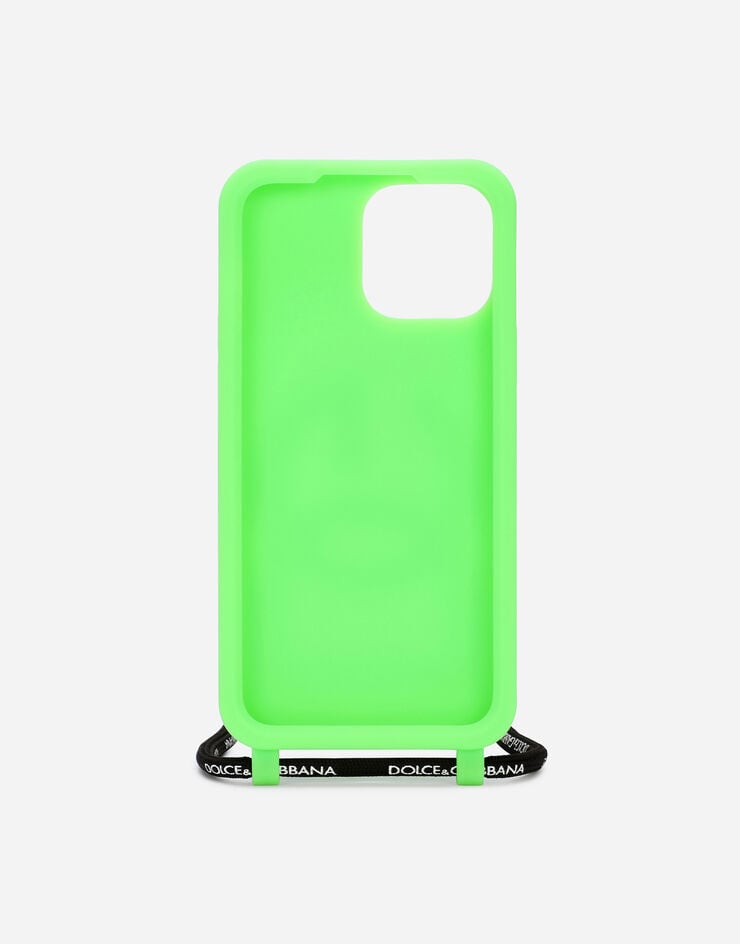Dolce & Gabbana Cover iPhone 13 pro max in gomma con logo in rilievo Verde BP3232AG816