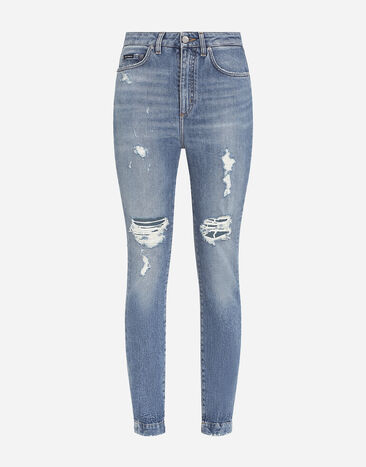 Dolce & Gabbana Stretch denim Audrey jeans with rips Azure FTAH6DG8EE8