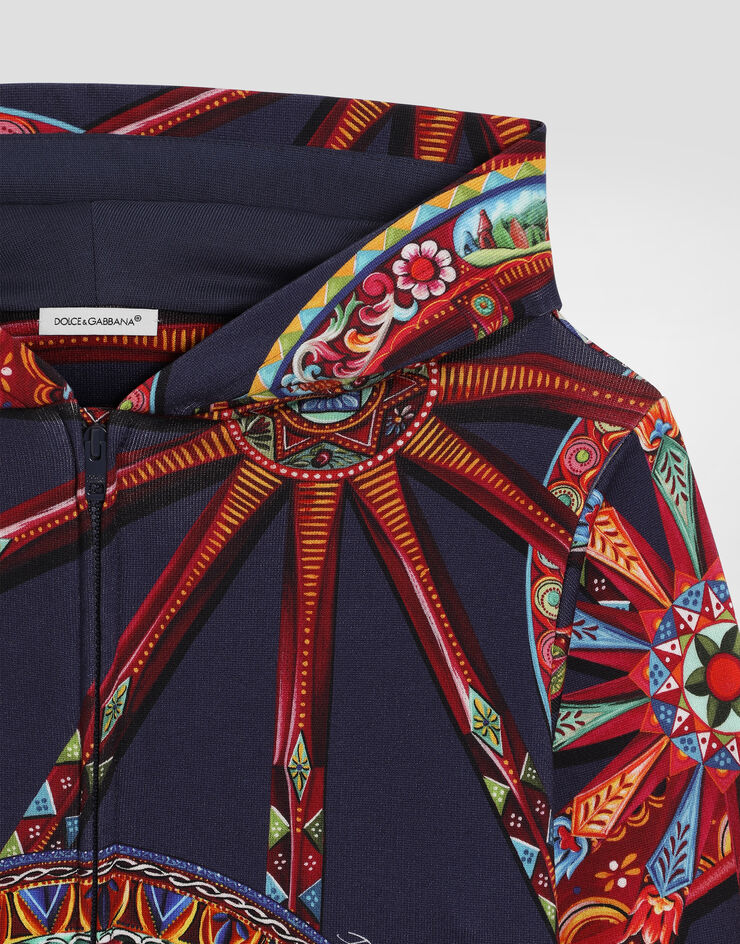 Dolce & Gabbana Carretto-print cotton hooded sweatshirt Multicolor L4JWNTHS7RF
