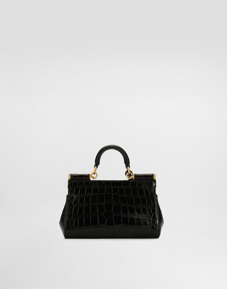 Dolce & Gabbana 앨리게이터 가죽 롱 시실리 핸드백 블랙 BB7116B2EM0