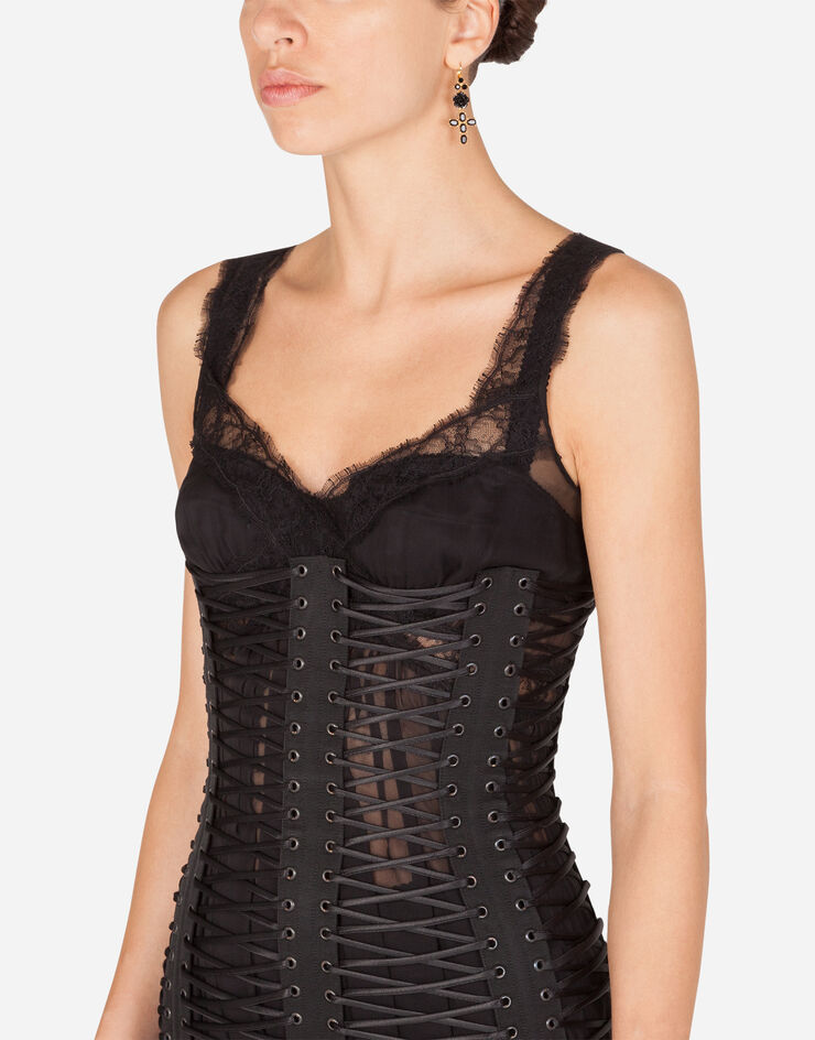 Dolce & Gabbana Cropped bustier top with laces BLACK FB297TFU1AU