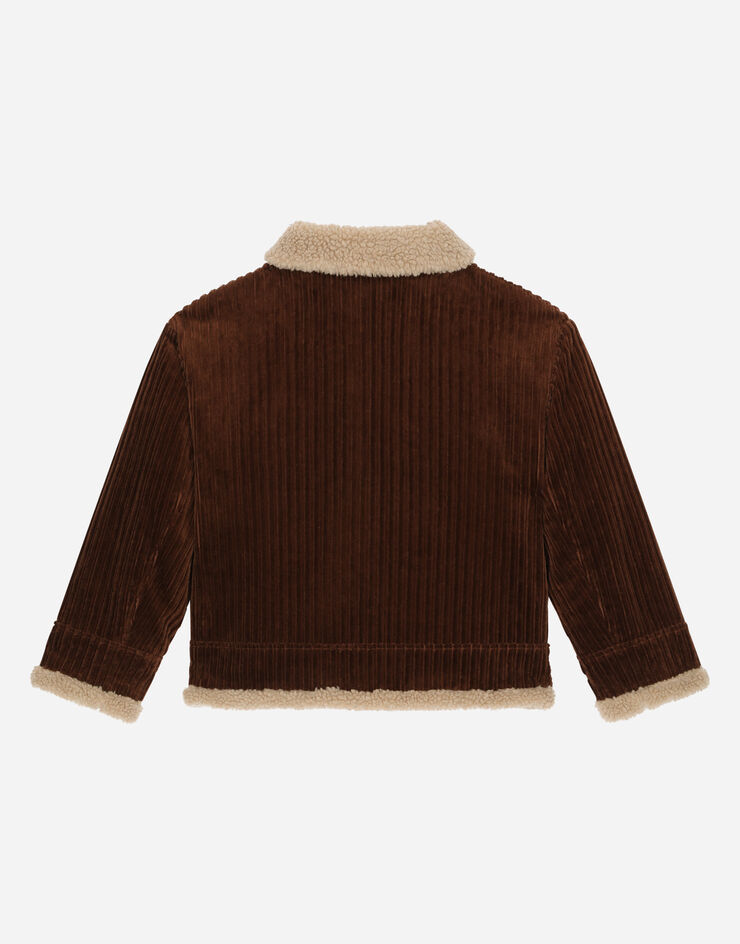 DolceGabbanaSpa Corduroy jacket with the logo tag and faux fur interior Brown L42B58FUWEU