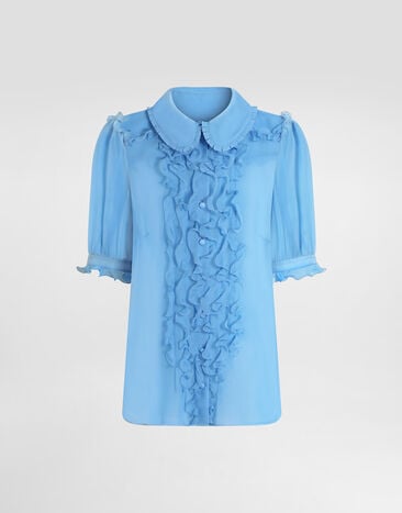 Dolce & Gabbana Silk chiffon shirt Azure F5U03TFU1UR