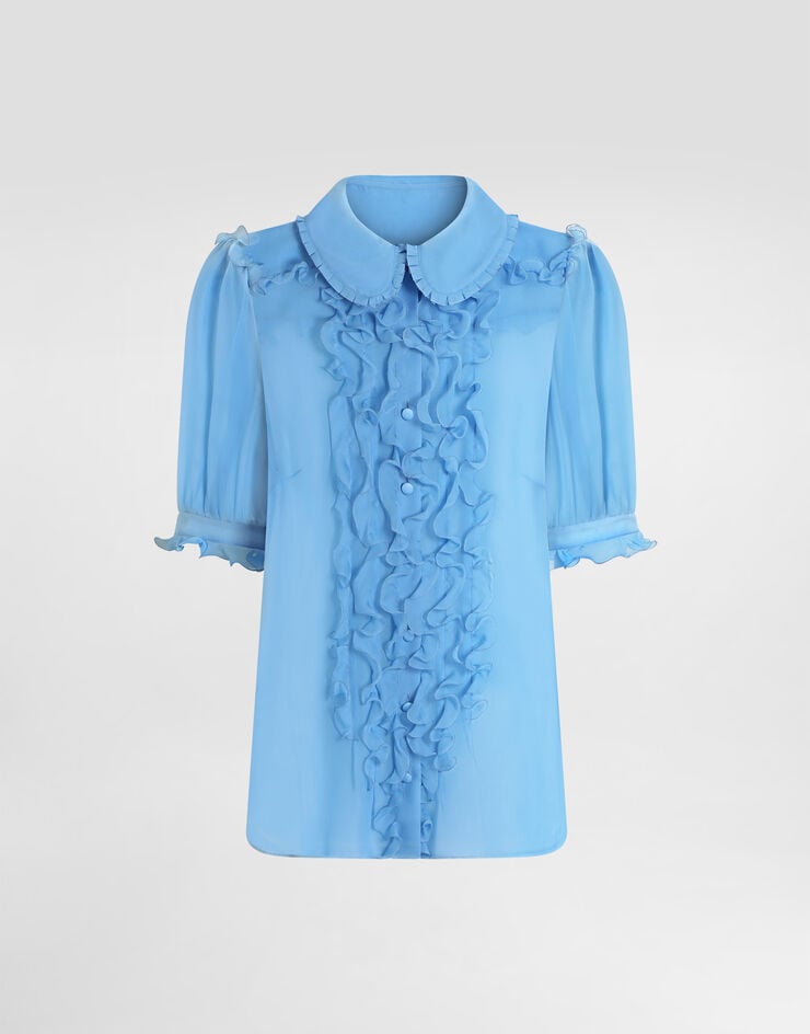 Dolce & Gabbana Silk chiffon shirt Azure F5U03TFU1UR