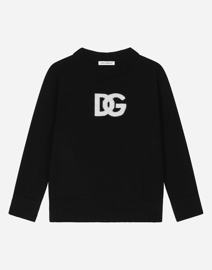 Dolce & Gabbana Round-neck sweater with DG logo inlay Multicolor L4KWD4JBVW5