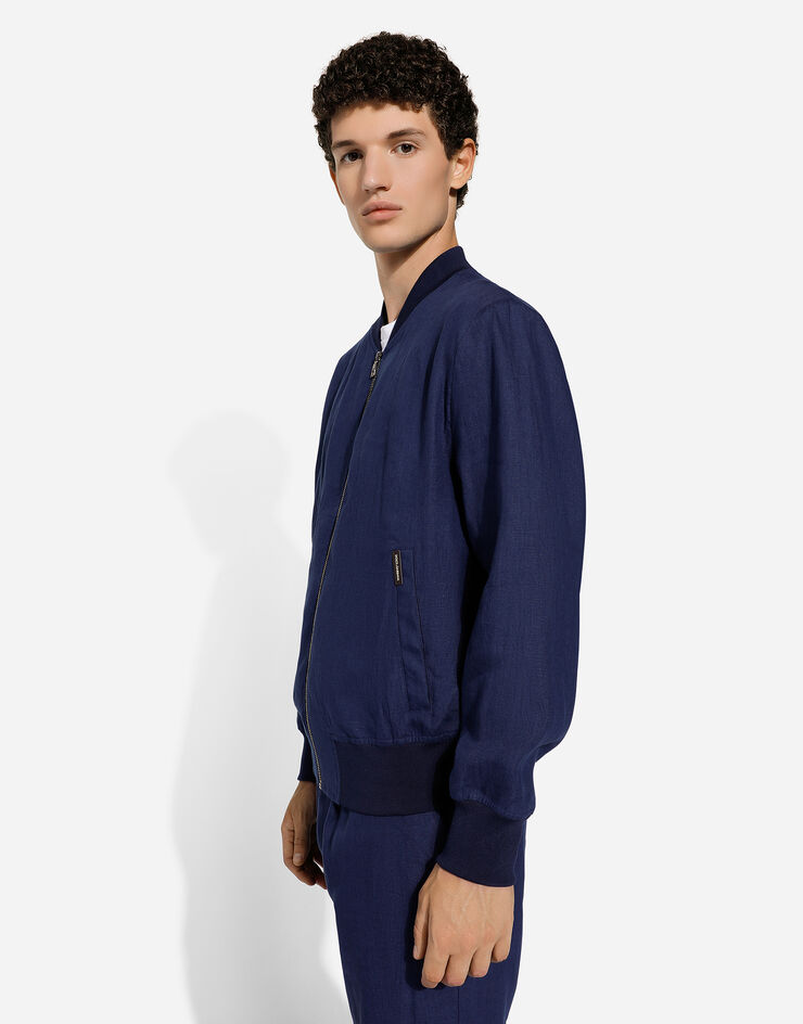 Dolce & Gabbana Unlined linen bomber jacket Blue G9BFNTFU4K6