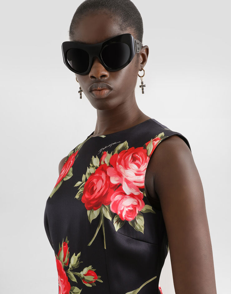 Dolce & Gabbana Rose bouquet-print satin dress Multicolor F6GASTFSICD
